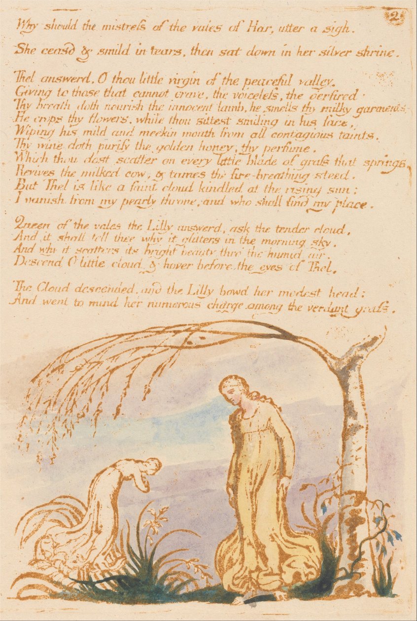 Kniha Thel, talíř 4, Proč by měla milenka. . . . od William Blake