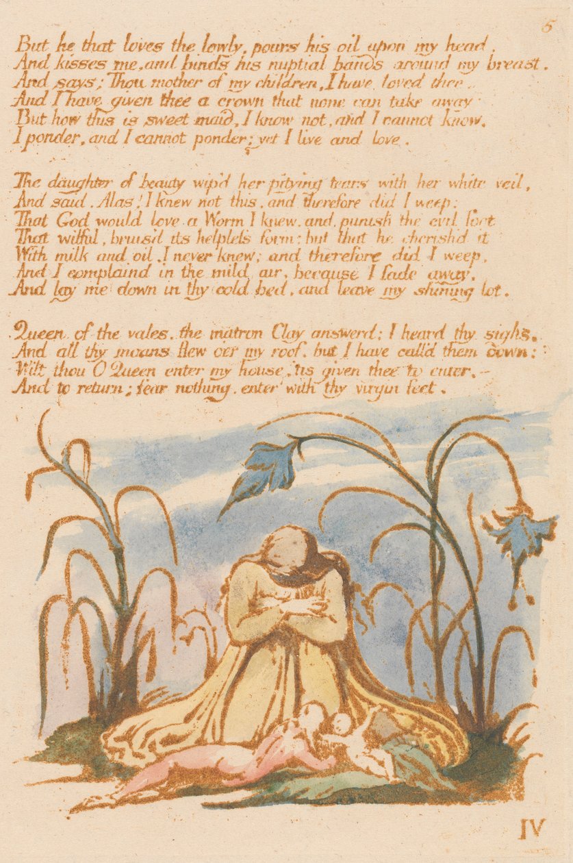 Thel Book of Thel, Plat 7, "Ale ten, kdo miluje ponížené . . . ." od William Blake