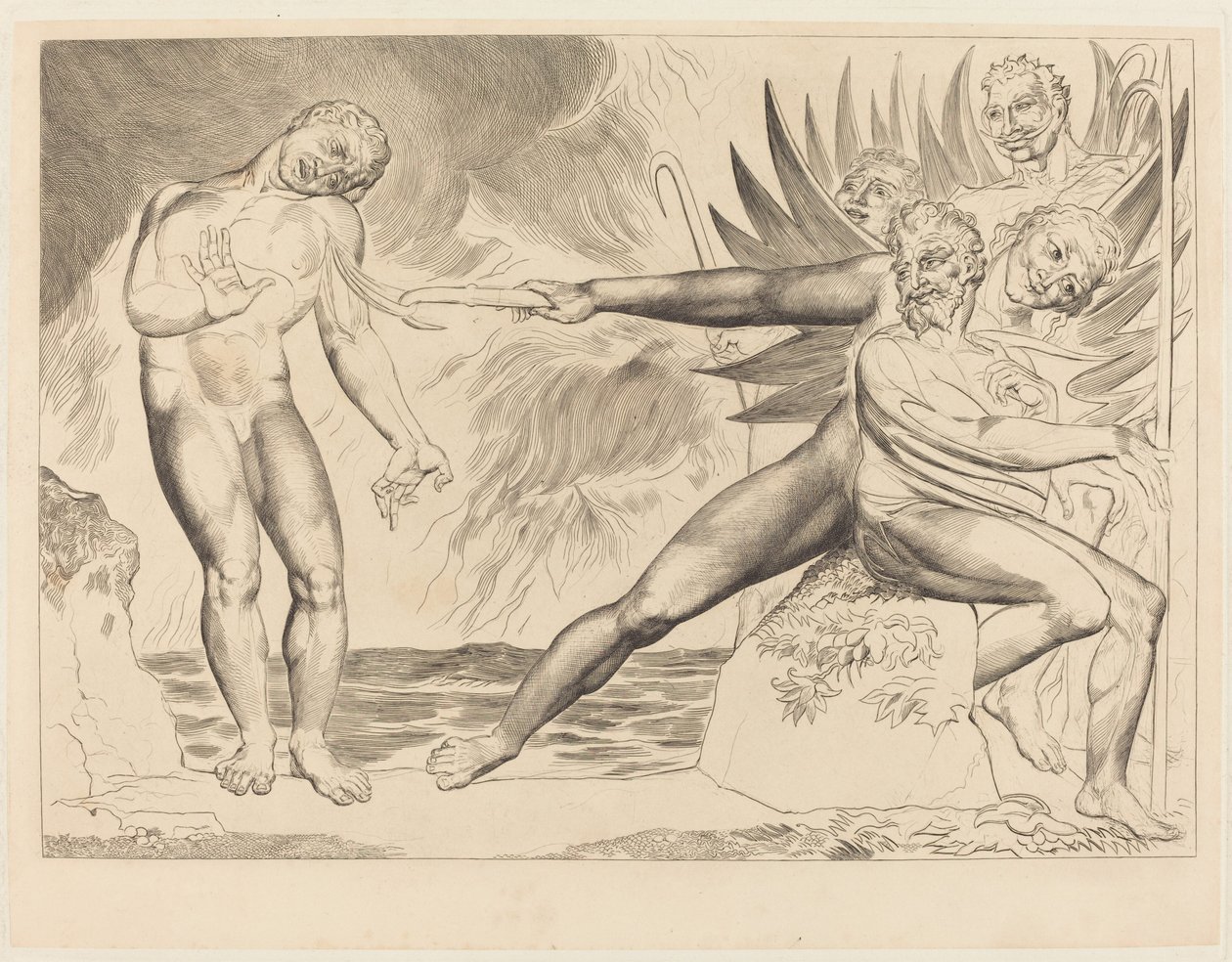 Kruh zkorumpovaných úředníků; The Devils Tormenting Ciampolo od William Blake