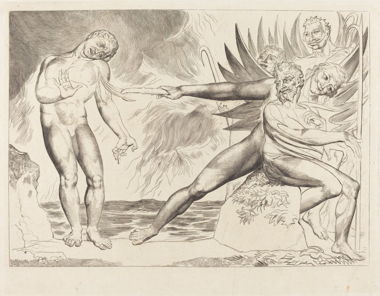 Kruh zkorumpovaných úředníků; The Devils Tormenting Ciampolo od William Blake