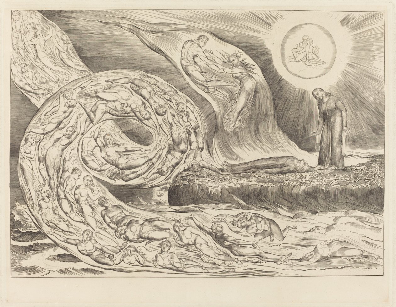 Kruh chtivých: Paolo a Francesca, 1827. od William Blake