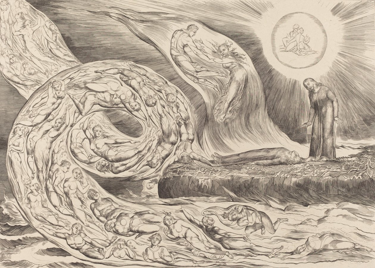 Kruh chtivých: Paolo a Francesca, 1827. od William Blake