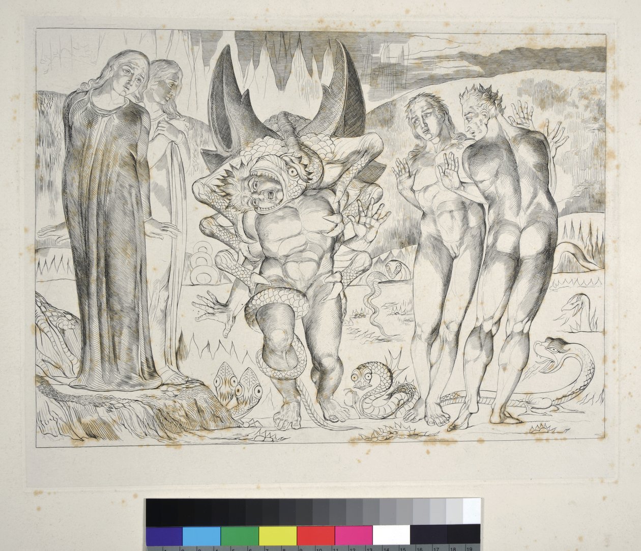 Kruh zlodějů: Agnolo Brunelleschi Napaden šestinohým hadem Infernem, Canto XXV, ilustrace k 