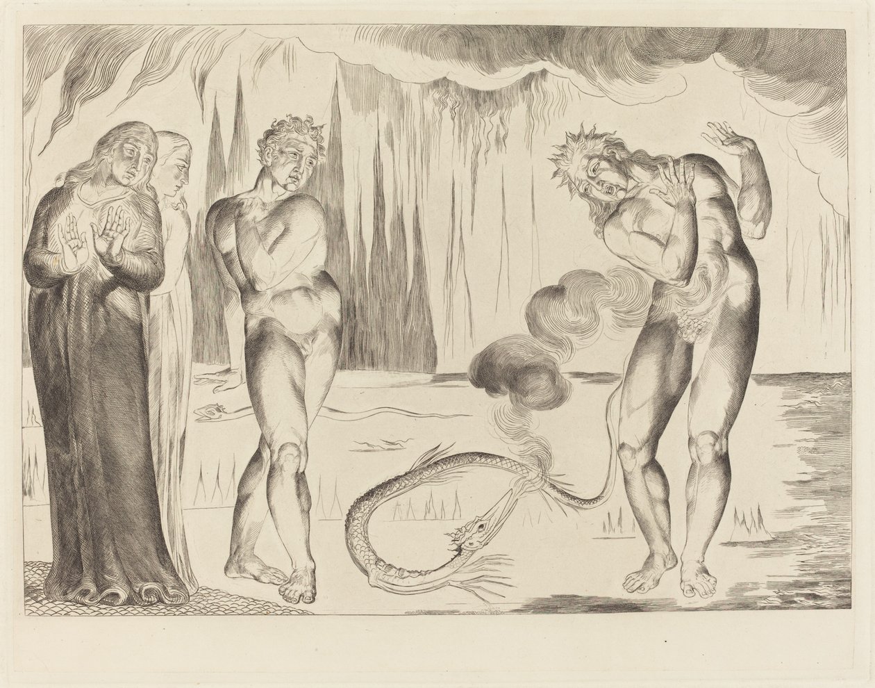 Kruh zlodějů; Buoso Donati Napaden hadem od William Blake