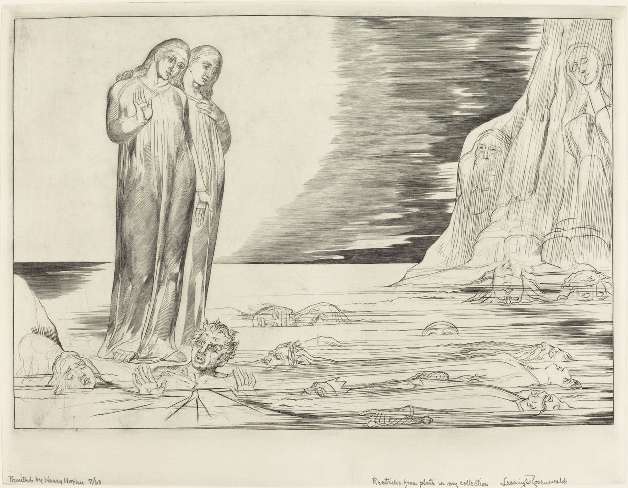 Kruh zrádců, Danteho noha zasáhla Bocca degli Abbate, 1827. od William Blake