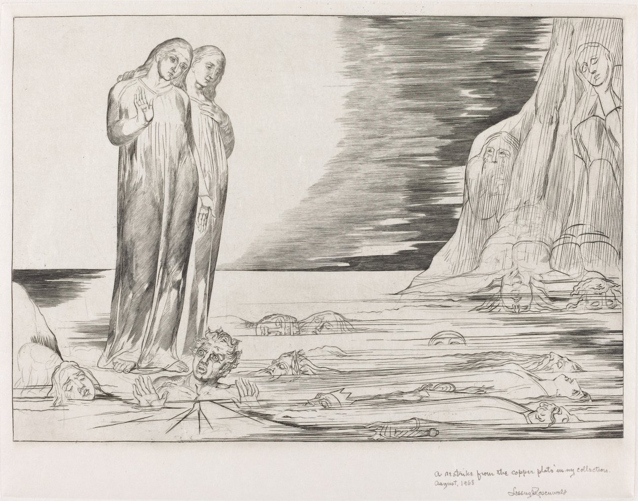 Kruh zrádců, Danteho noha zasáhla Bocca degli Abbate, 1827. od William Blake