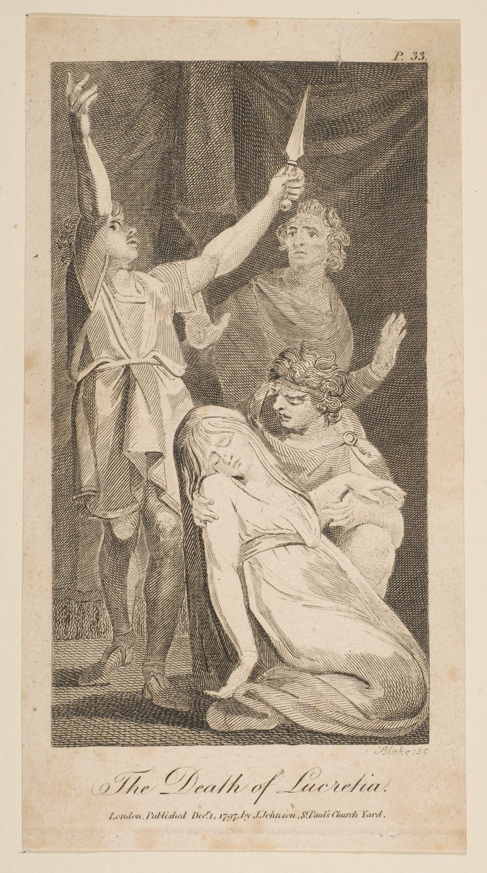 Smrt Lucretie, z Allensových nových a nestranných římských dějin, 1797. od William Blake