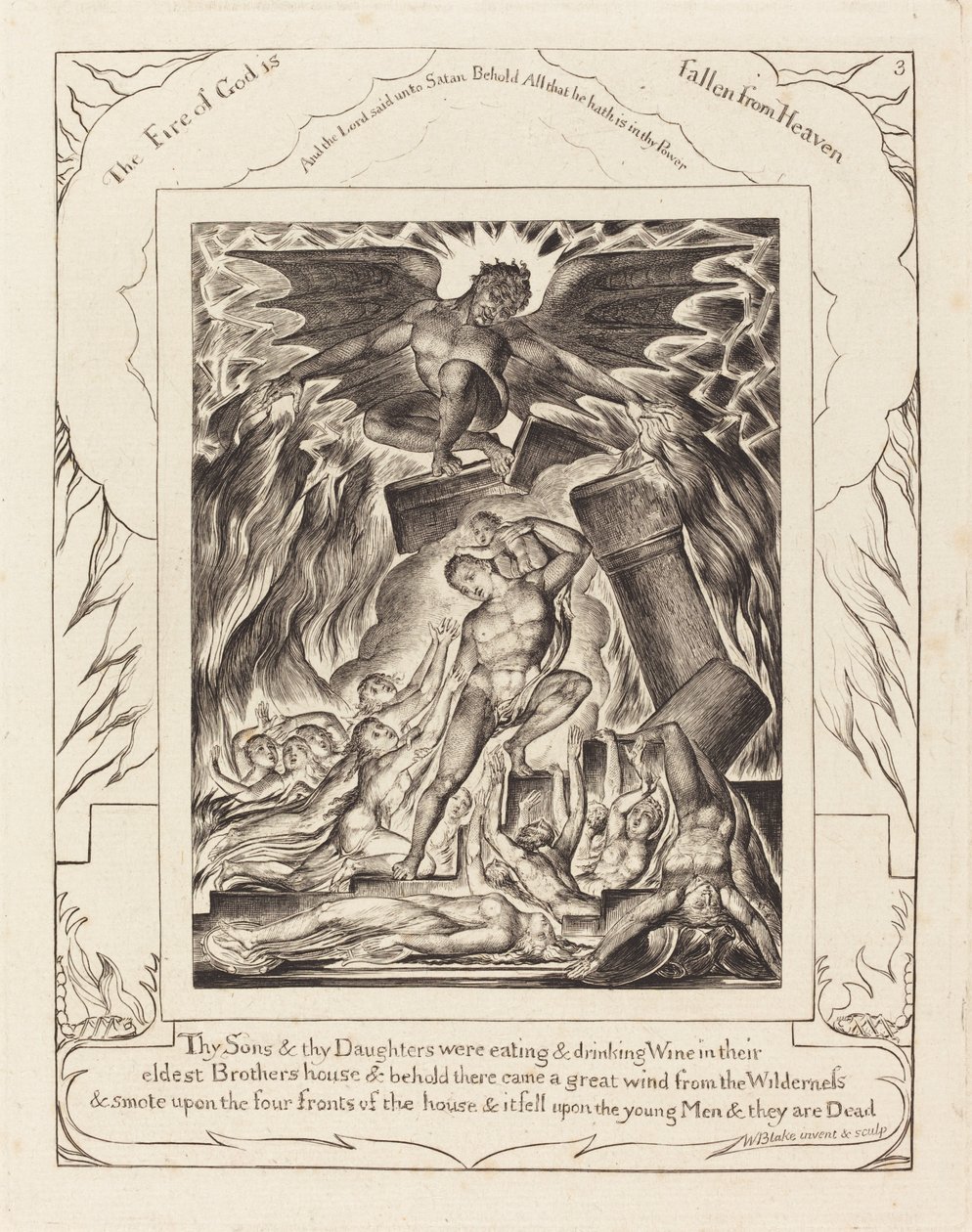 Zkáza Jobových synů, 1825. od William Blake