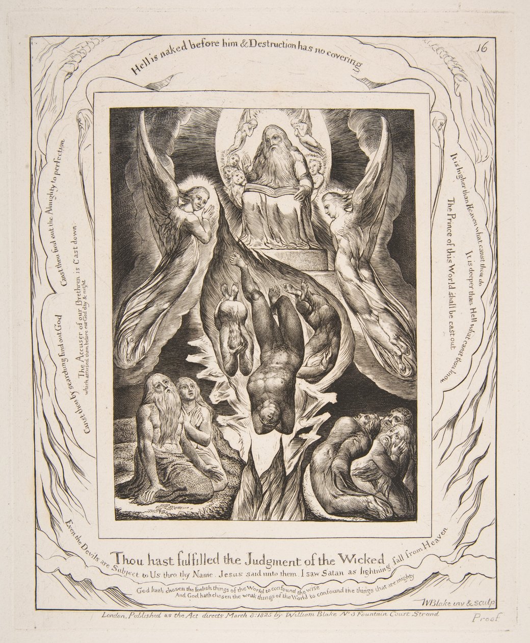 Pád Satana, z ilustrací Knihy Job, 1825-26. od William Blake