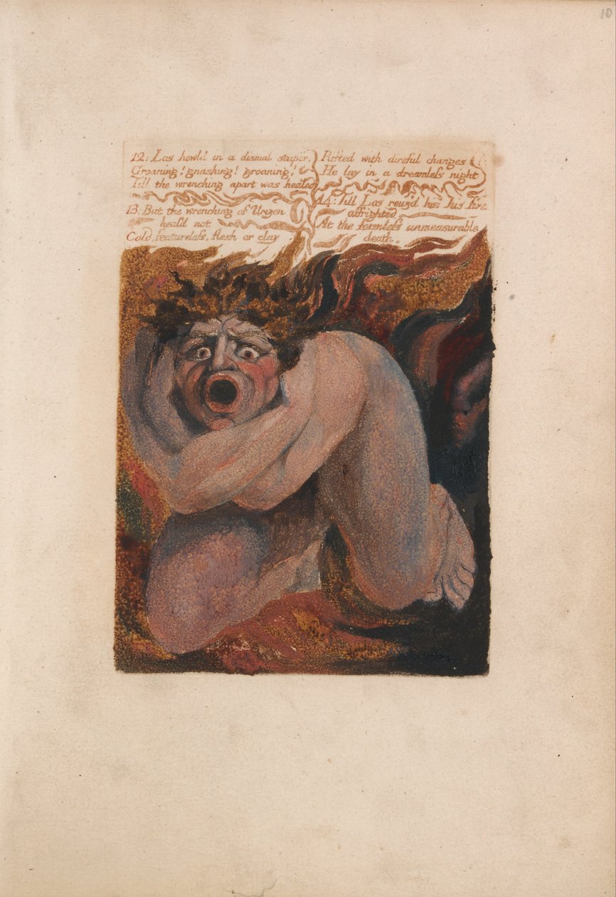 The First Book of Urizen, Plate 10, 12- Los Howld in a Dismal Stupor .... (Bentley 7) od William Blake