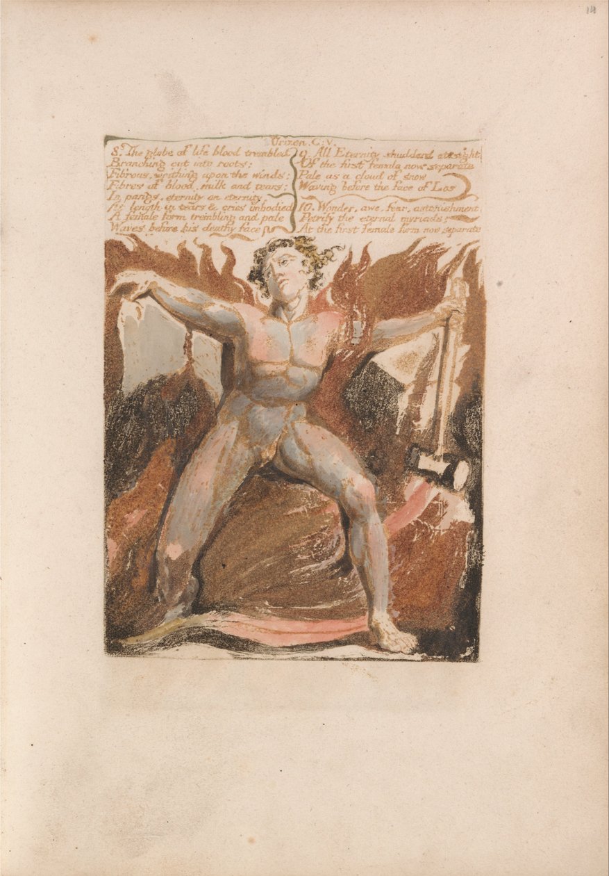 První kniha Urizena, talíř 17, 8. Krev světa se třásla ... (Bentley 18) od William Blake