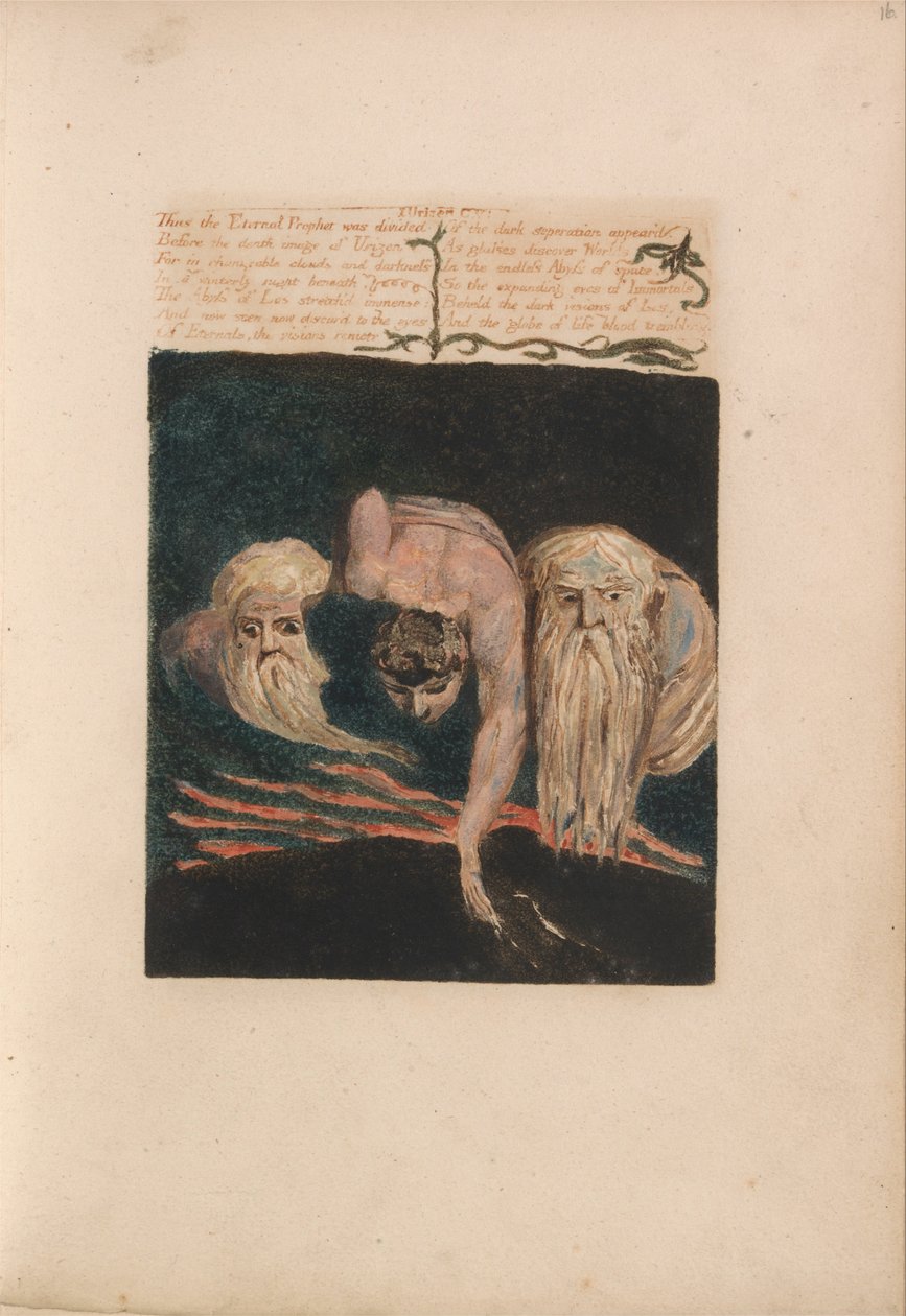 První kniha Urizena, talíř 20, Věčný prorok byl tedy rozdělen ... (Bentley 15) od William Blake