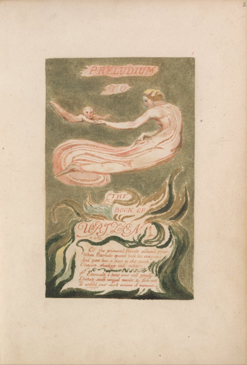 První kniha Urizen, deska 2, Preludium ke knize Urizen (Bentley 2) od William Blake