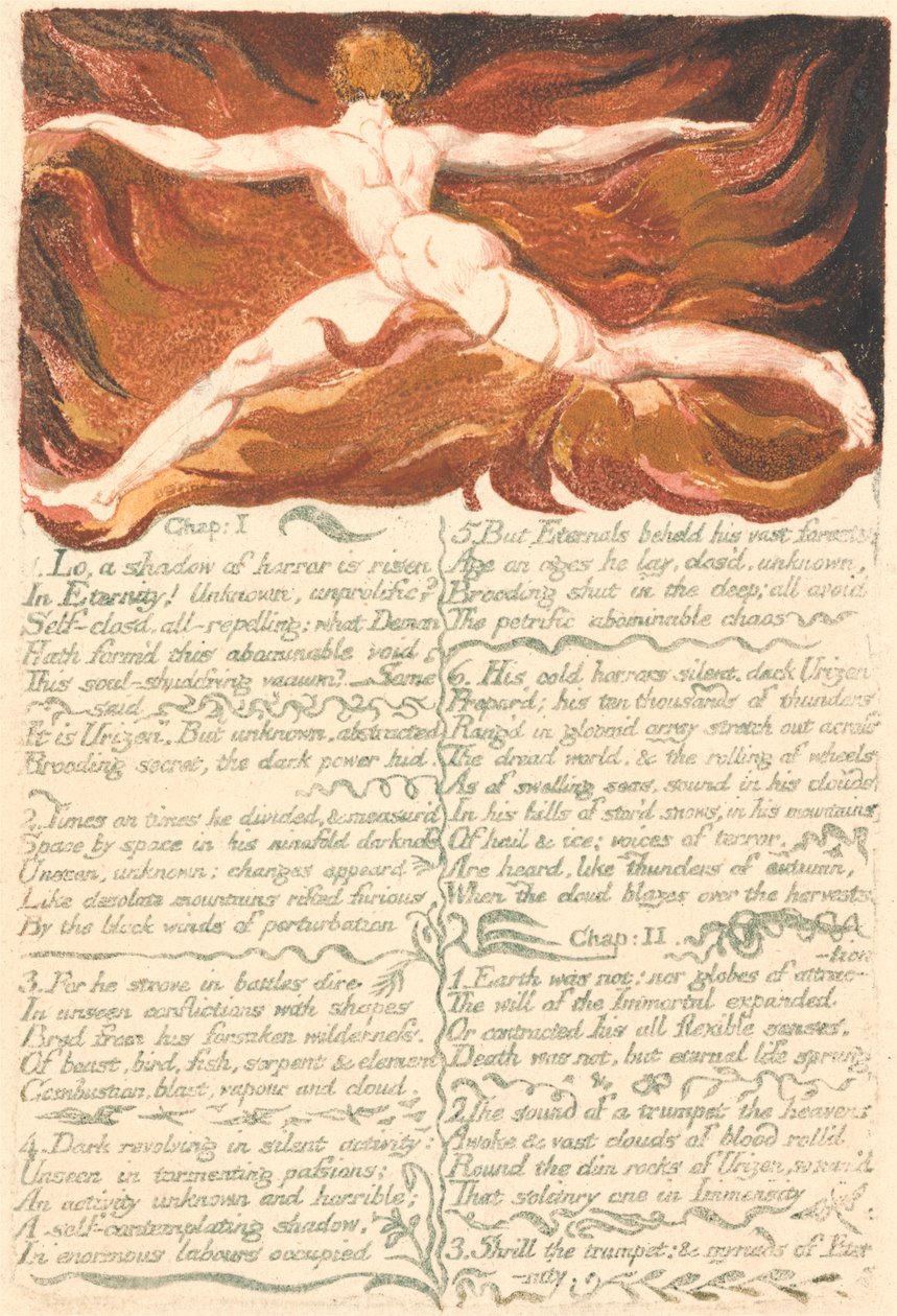 První kniha Urizenova, deska 3, "Kapitola: 1 . . . ." (Bentley 3) od William Blake