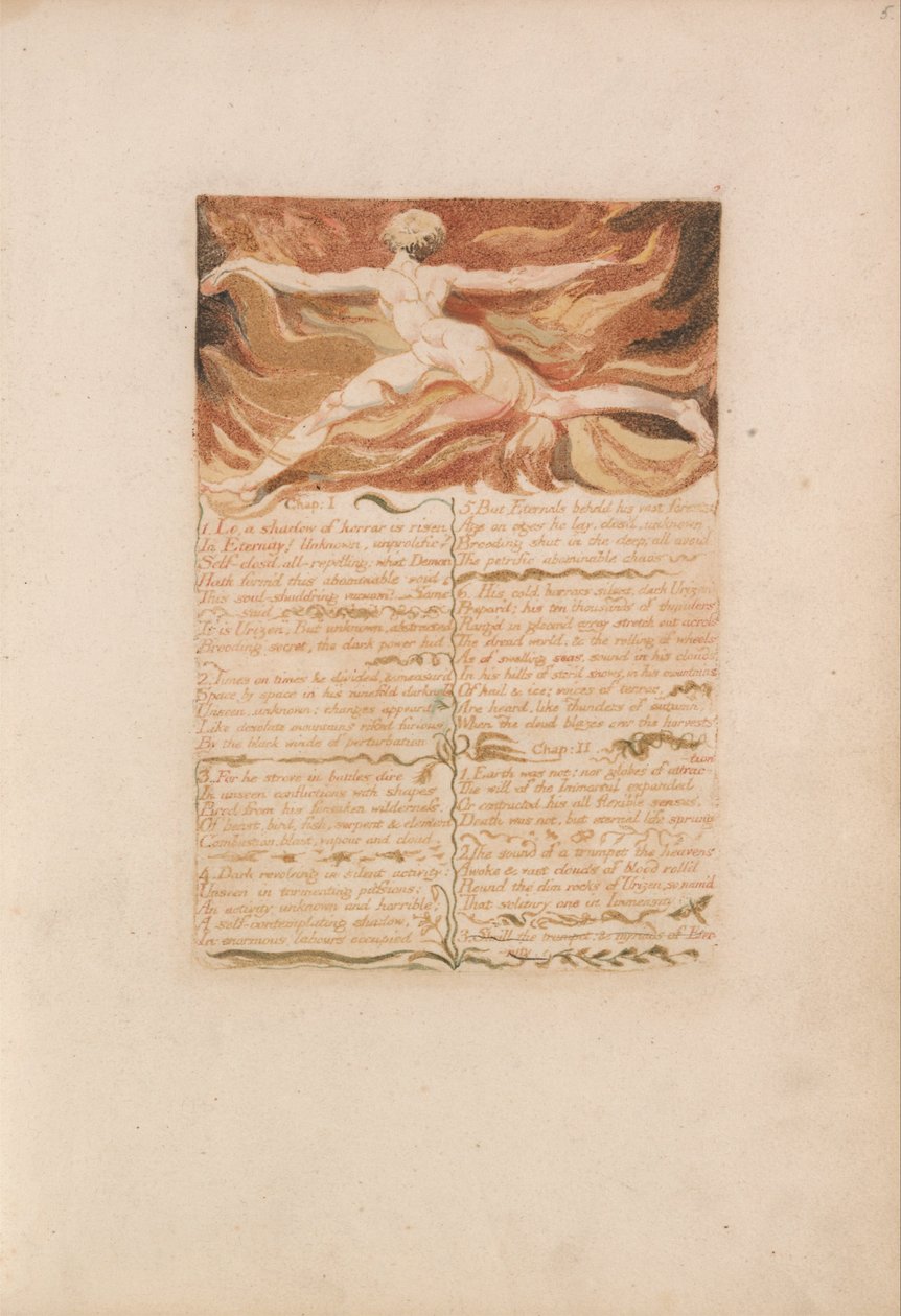 První kniha Urizena, talíř 5, kapitola 1 ... (Bentley 3) od William Blake