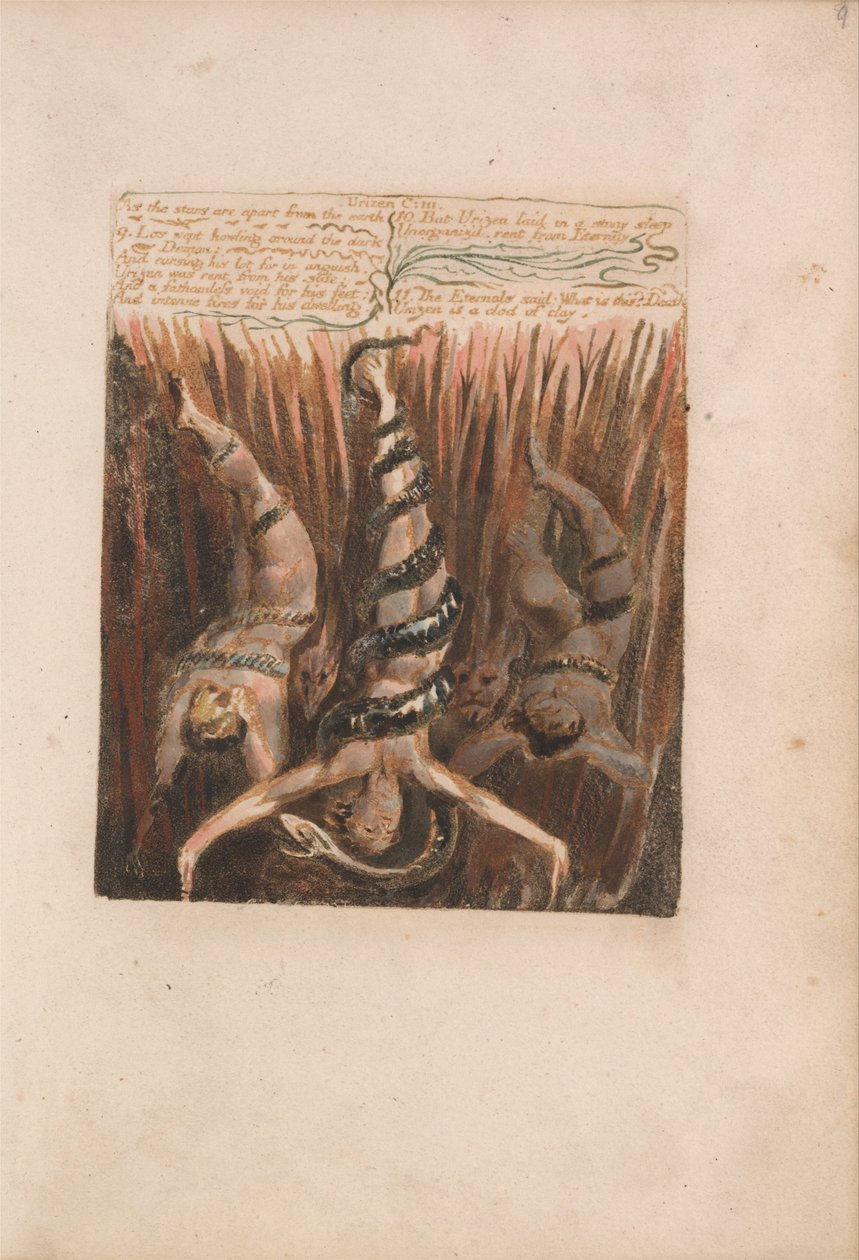 První kniha Urizena, deska 9, As the Stars Are Apart from the Earth .... (Bentley 6) od William Blake
