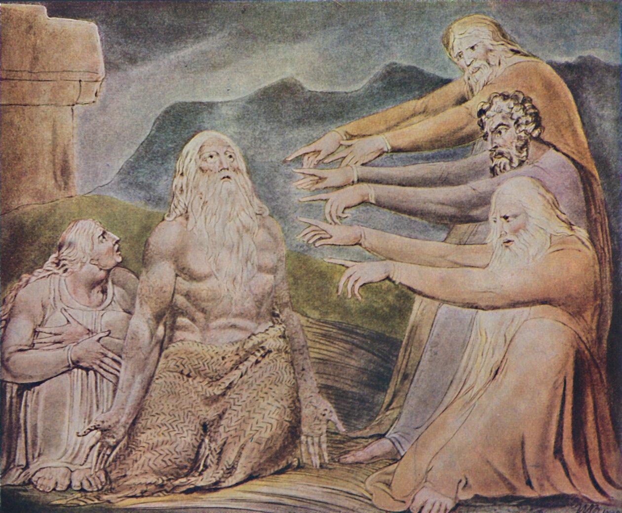 Spravedlivý vzpřímený muž se vysmívá k opovržení, c1825, 1947 od William Blake