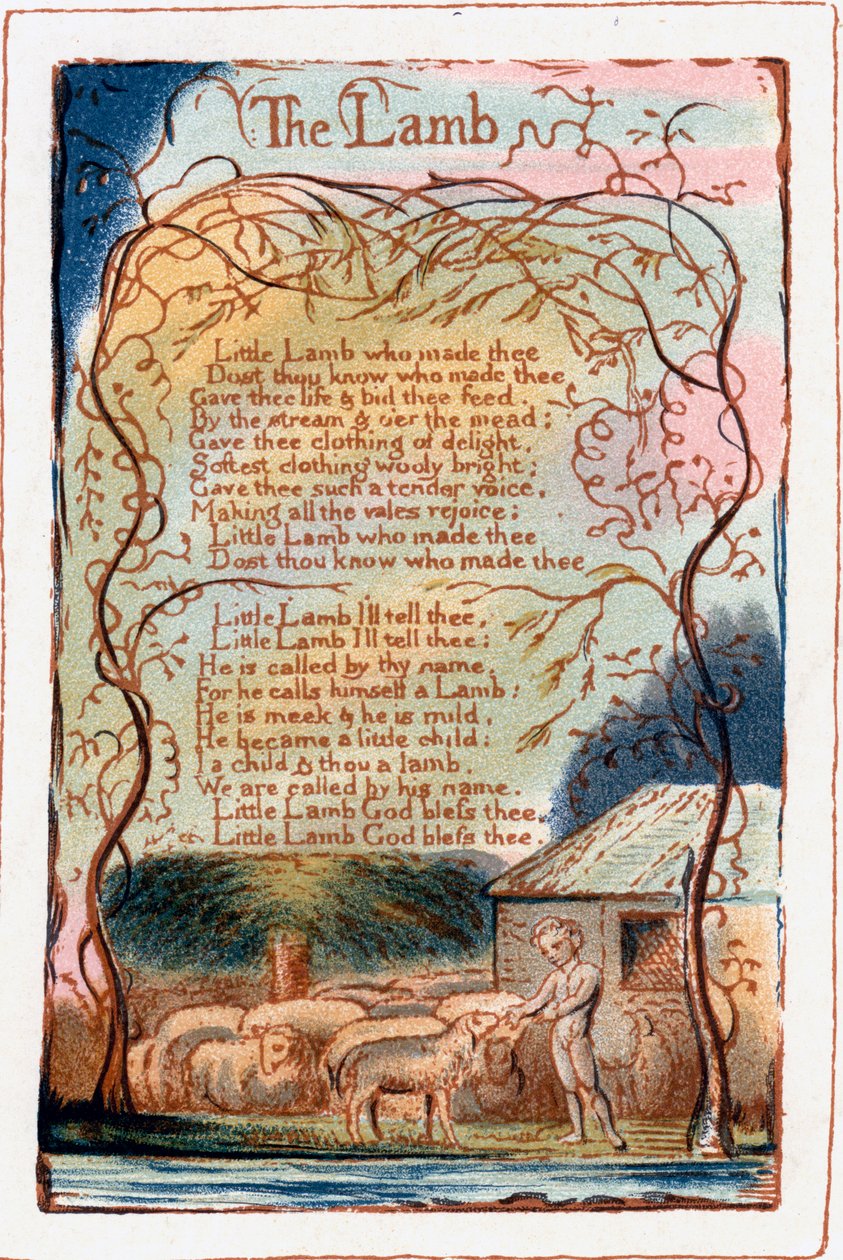 Beránek, ilustrace z Songs of Innocence and of Experience. c1770-1820 od William Blake