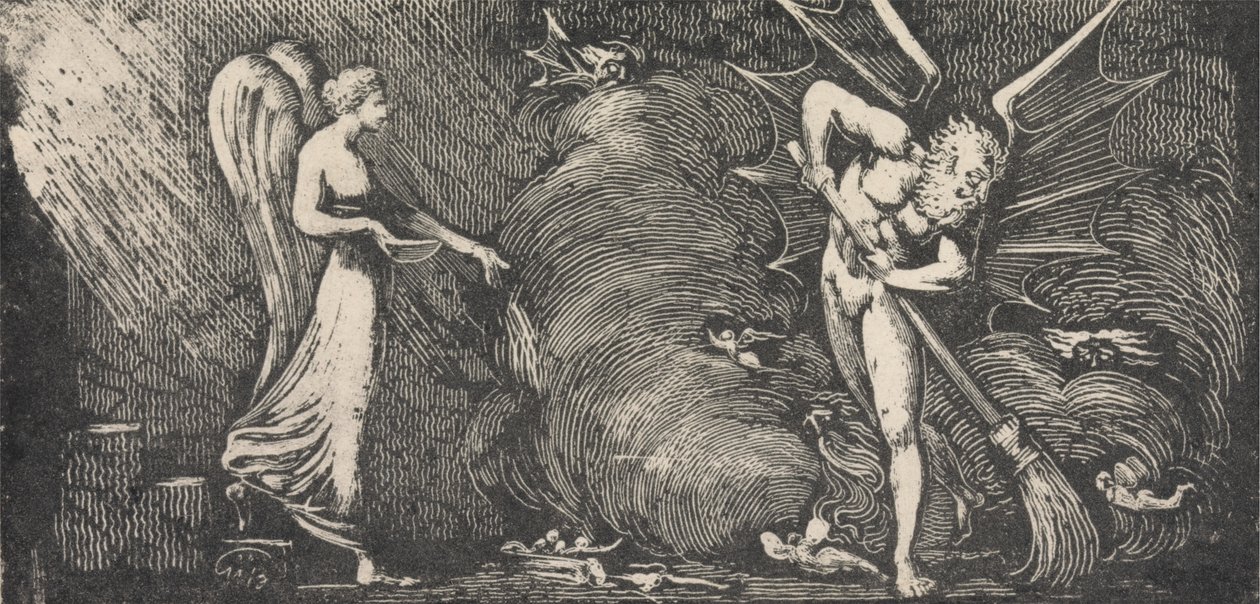 Muž, který zametá tlumočnický salon od William Blake