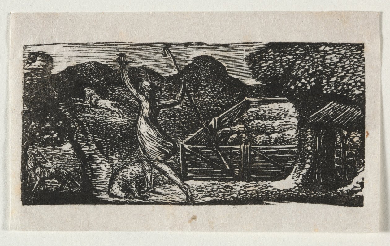 The Pastorals of Virgil, Eclogue I: The Shepherd chas away a vlka, 1821. od William Blake