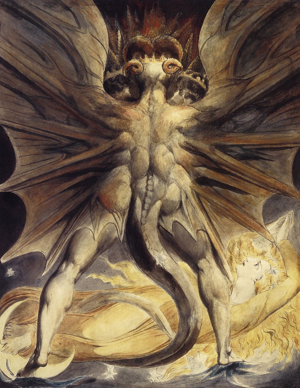 Červený drak a žena oděná sluncem, asi 1802-1805 od William Blake
