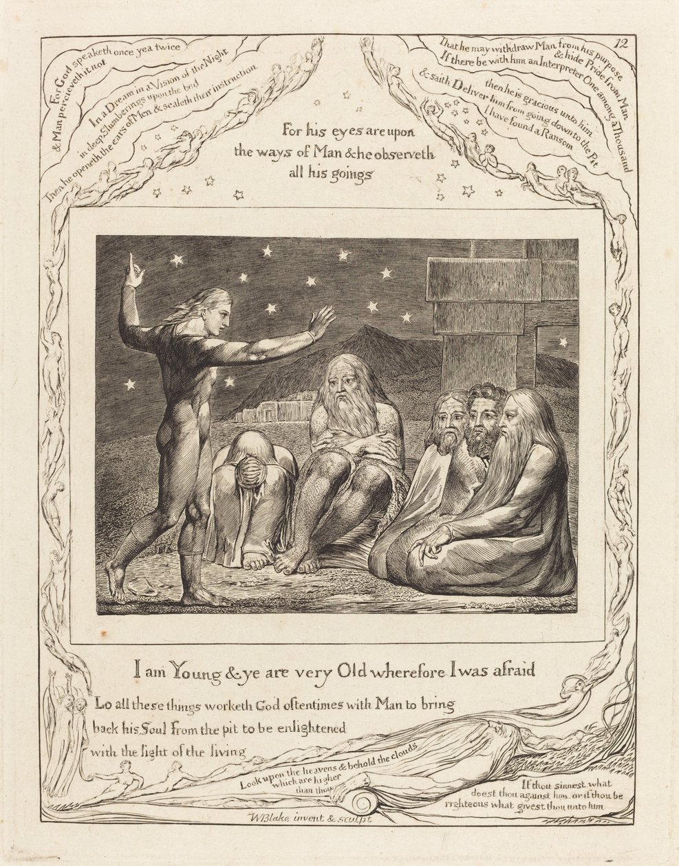 Hněv Elihu od William Blake