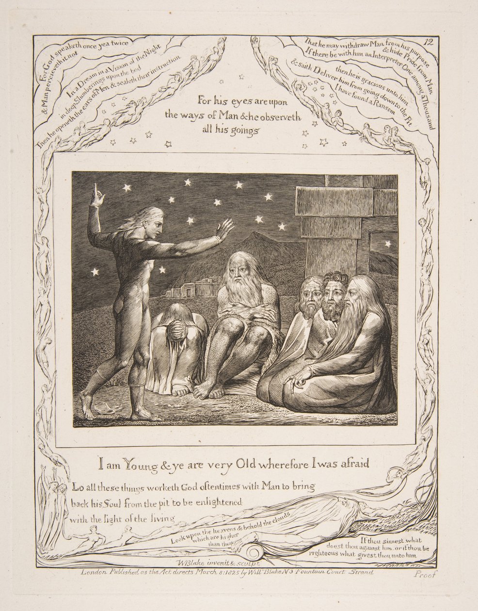 Hněv Elihu, z ilustrací Knihy Job, 1825-26. od William Blake