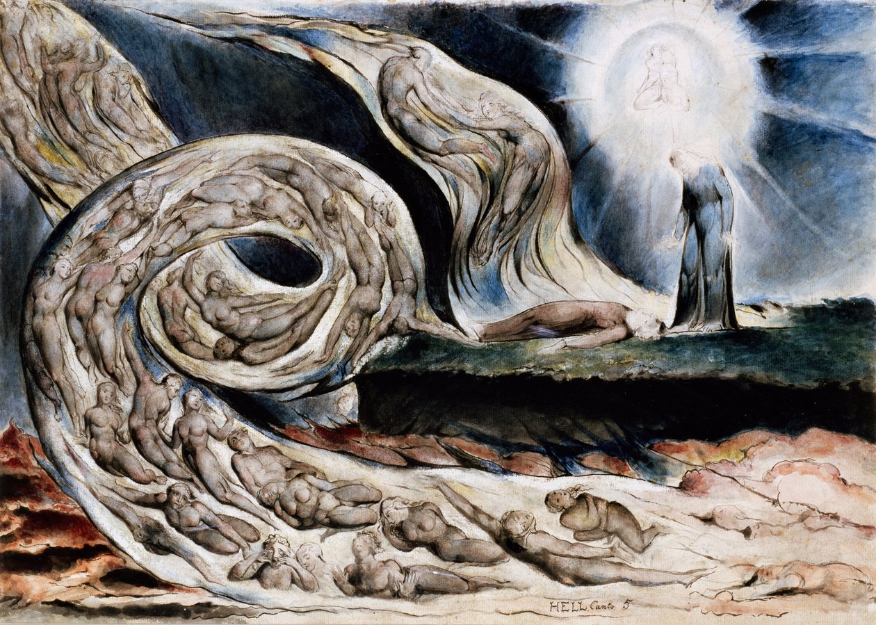 Kruh chtíčů aneb Vichřice milenců, Francesca da Rimini a Paolo Malatesta, z Dante