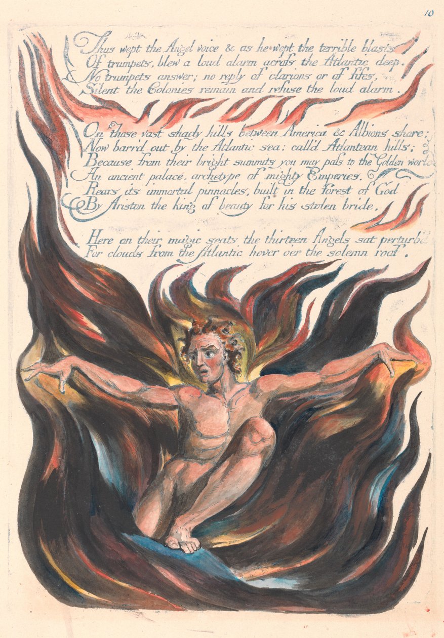 „Tak plakal hlas Anděla a zatímco plakal, strašlivé nárazy větru...“ (Tabule 12) od William Blake
