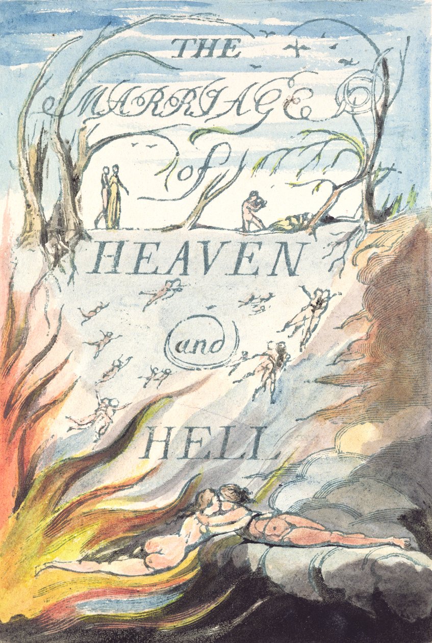 Titulní strana, z Manželství nebe a pekla od William Blake