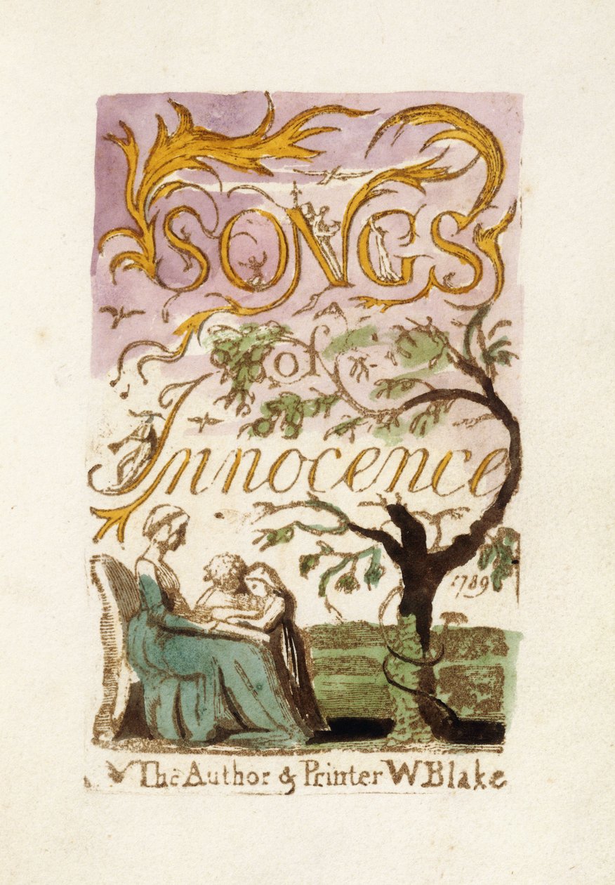 Titulní strana z „Písně nevinnosti“, 1789 od William Blake