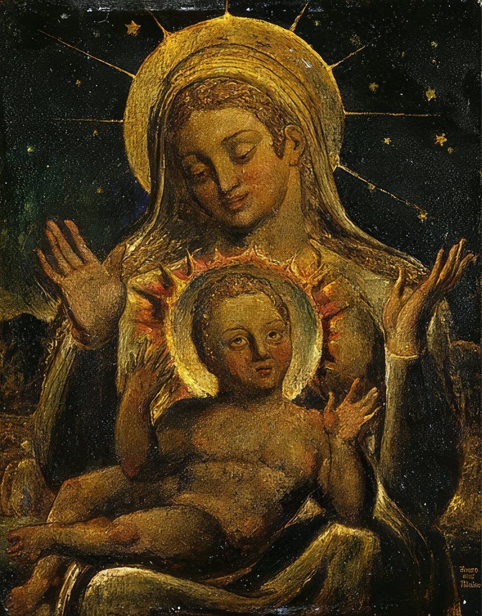 Panna a dítě. / Panna s dítětem. 1825 od William Blake