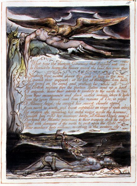 „What Time the Thirteen Governors“, deska 13 z „Amerika, proroctví“ od William Blake