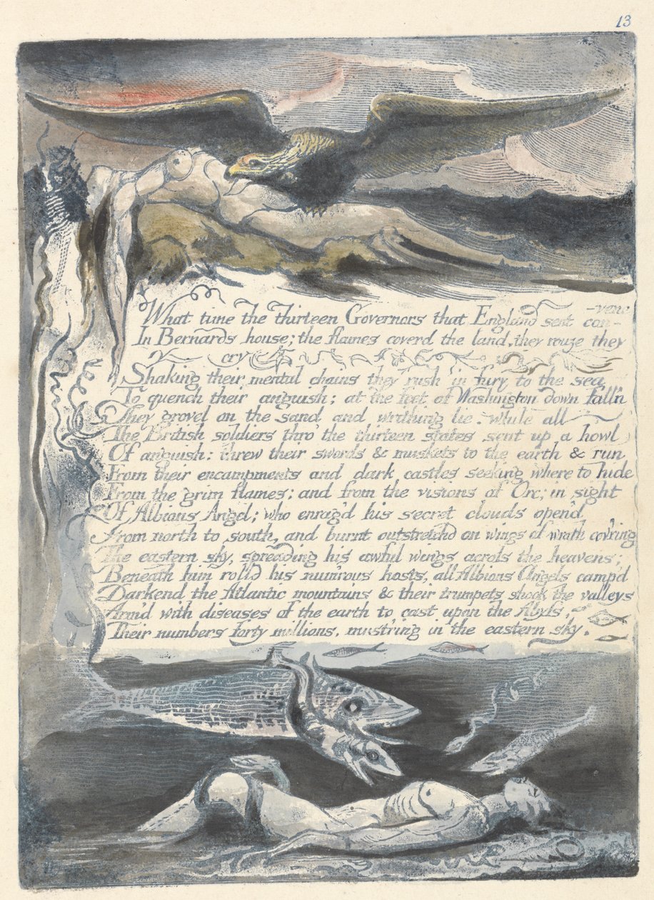 „Kdy je těch třináct guvernérů...“, deska 15 z „Amerika: Proroctví“ od William Blake