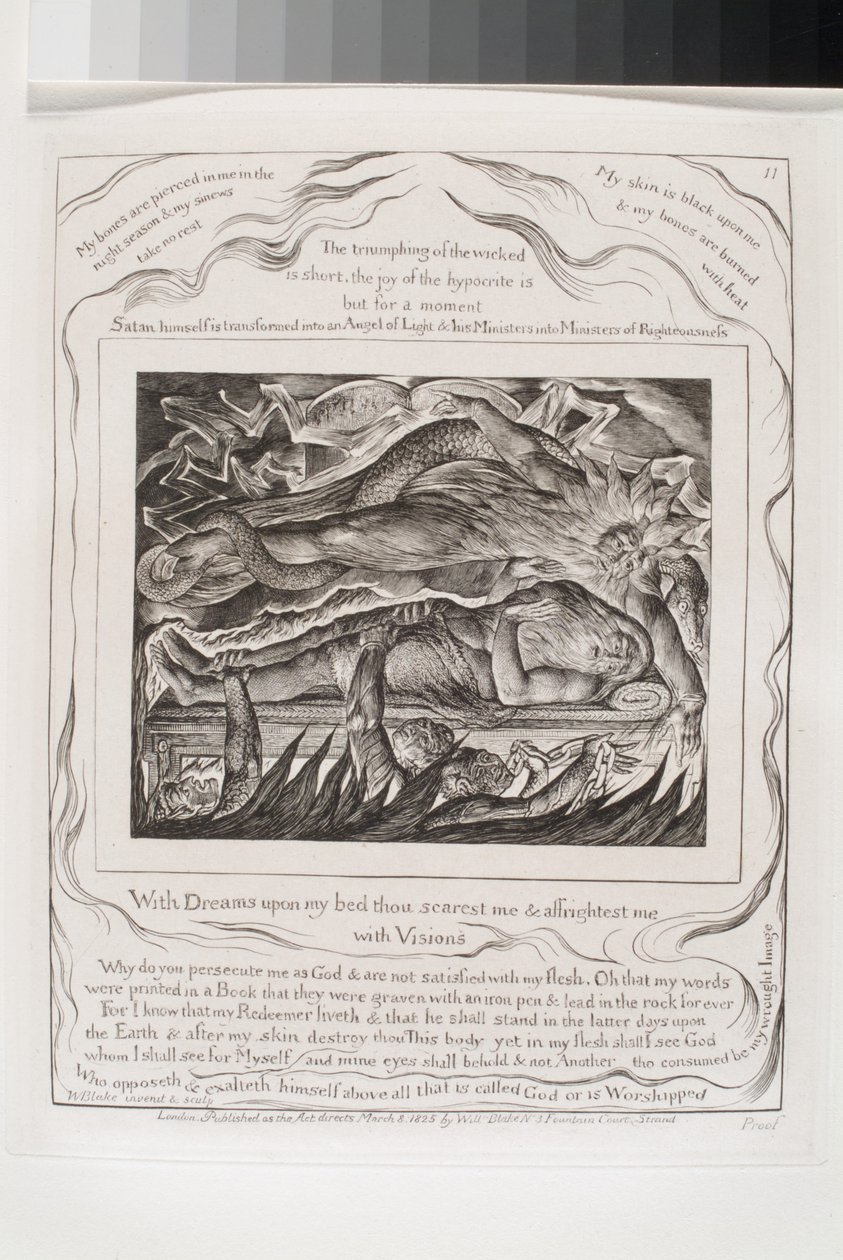 With Dreams Upon My Bed Thou Scarest Me (rytina na indickém papíře chine collé) od William Blake