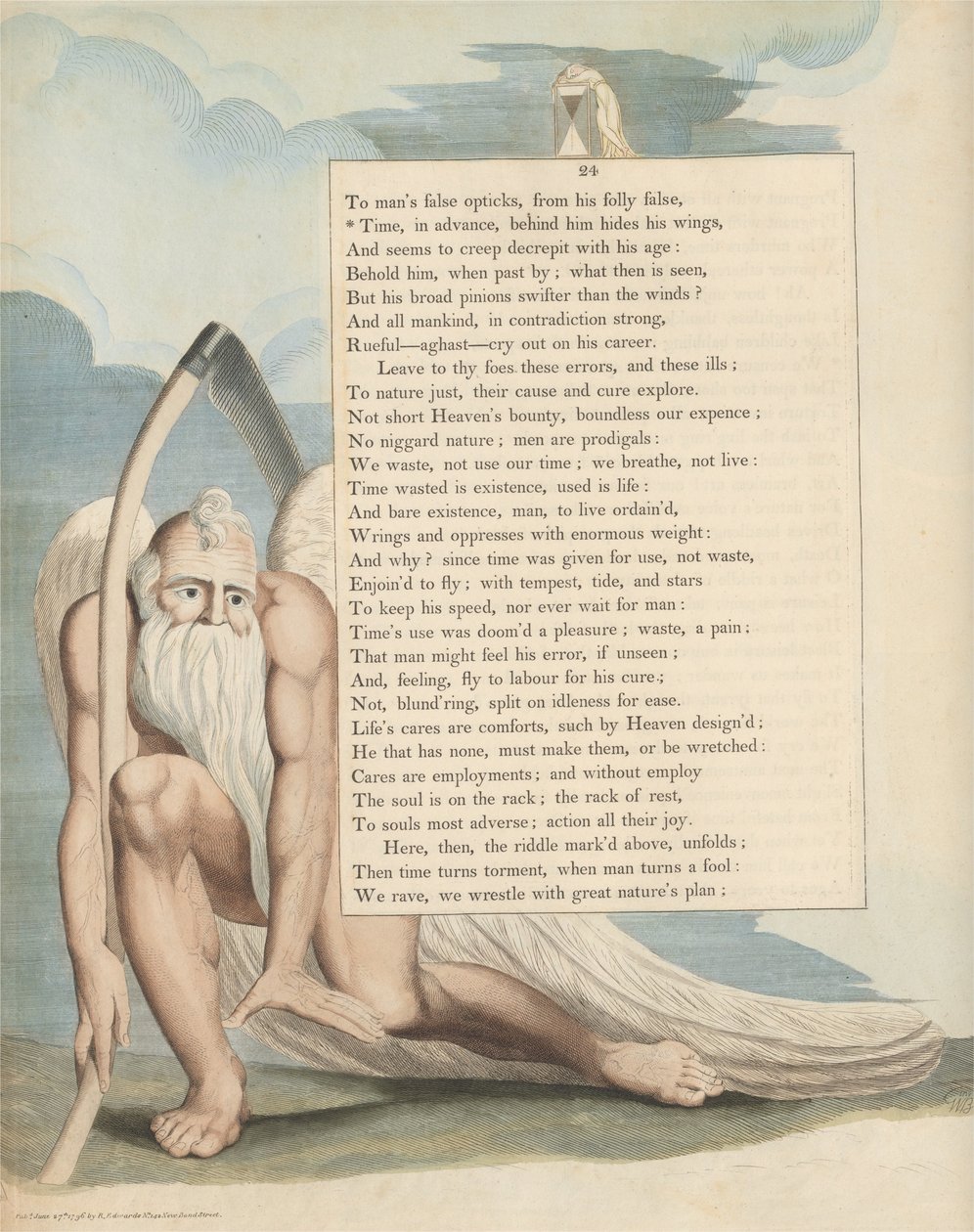 Myšlenky Youngovy noci, strana 24, čas, za ním, skrývá svá křídla od William Blake