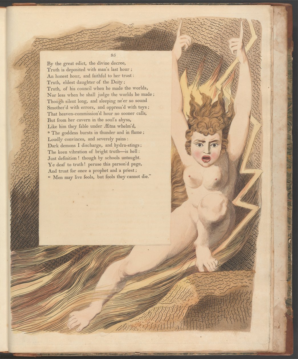 Myšlenky Youngovy noci, Strana 95, Bohyně vybuchne v hromu a plameni od William Blake