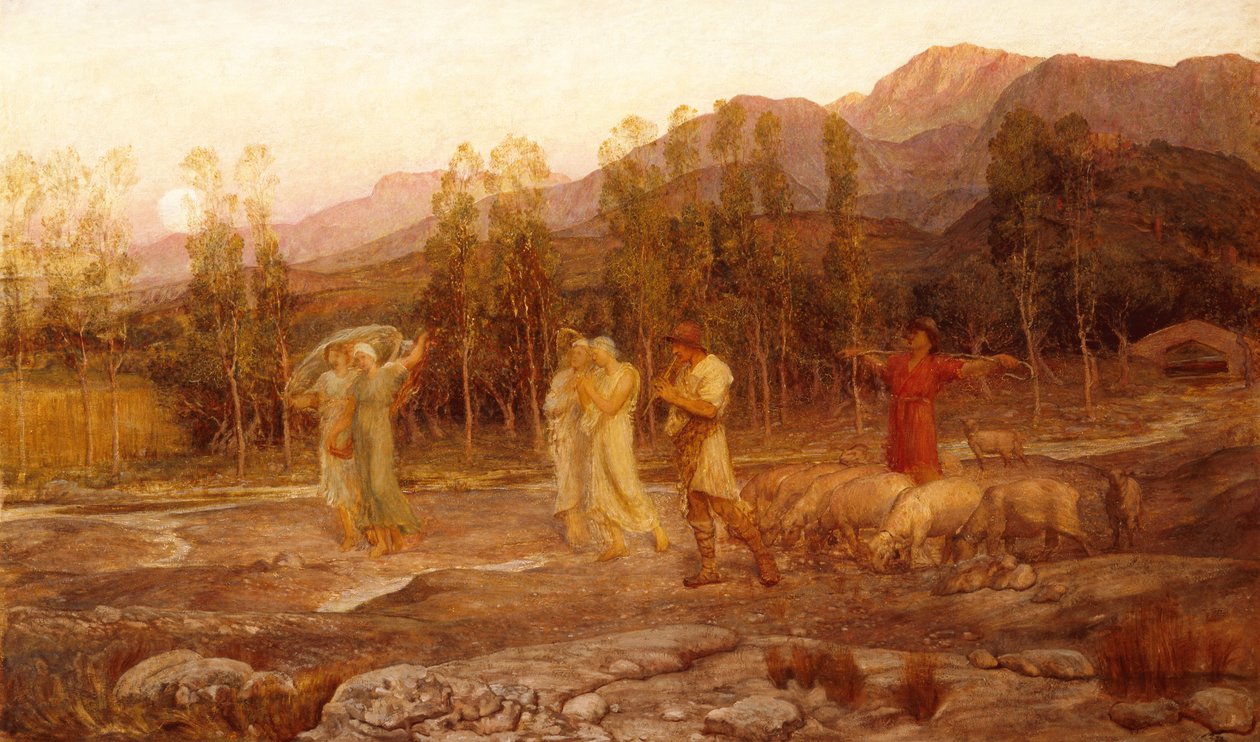Pastorační, vzpomínka na údolí Sparty (olej na plátně) od William Blake Richmond