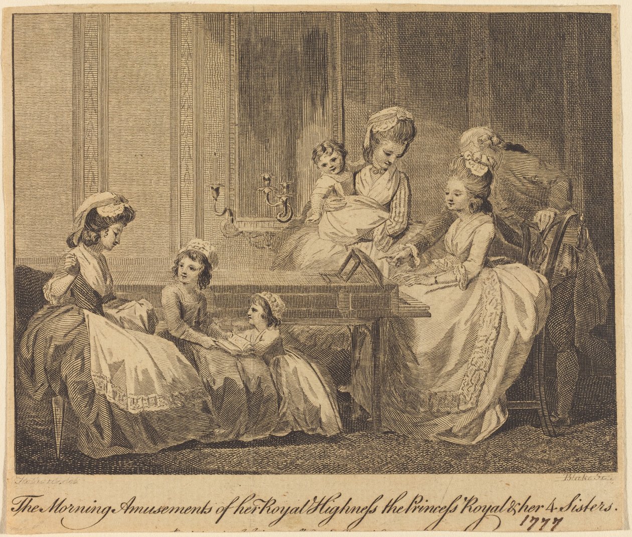 Ranní zábavy její královské Výsosti od William Blake after Thomas Stothard