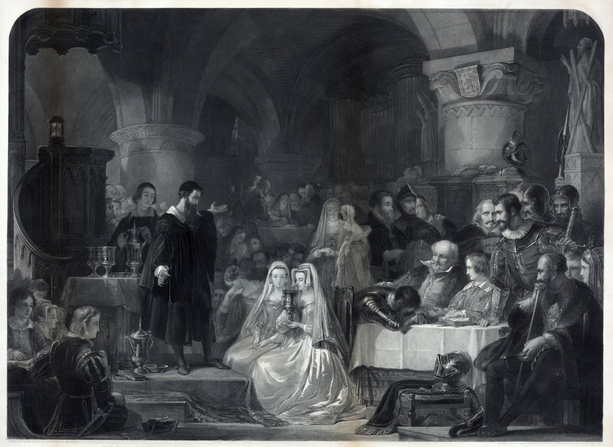 John Knox podávající první protestantské přijímání, hospoda. 1849 od William Bonner