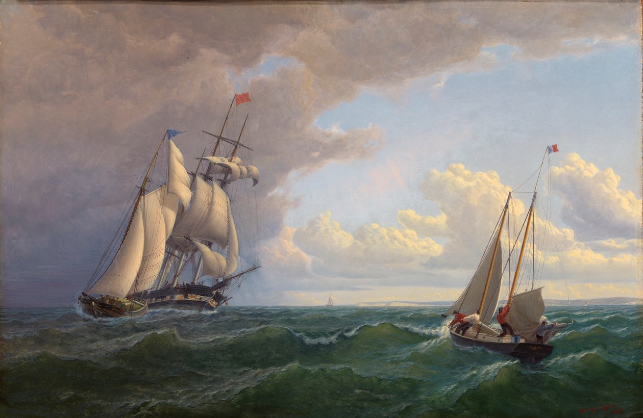 Velrybářská loď u Vineyardu--Outward Bound od William Bradford