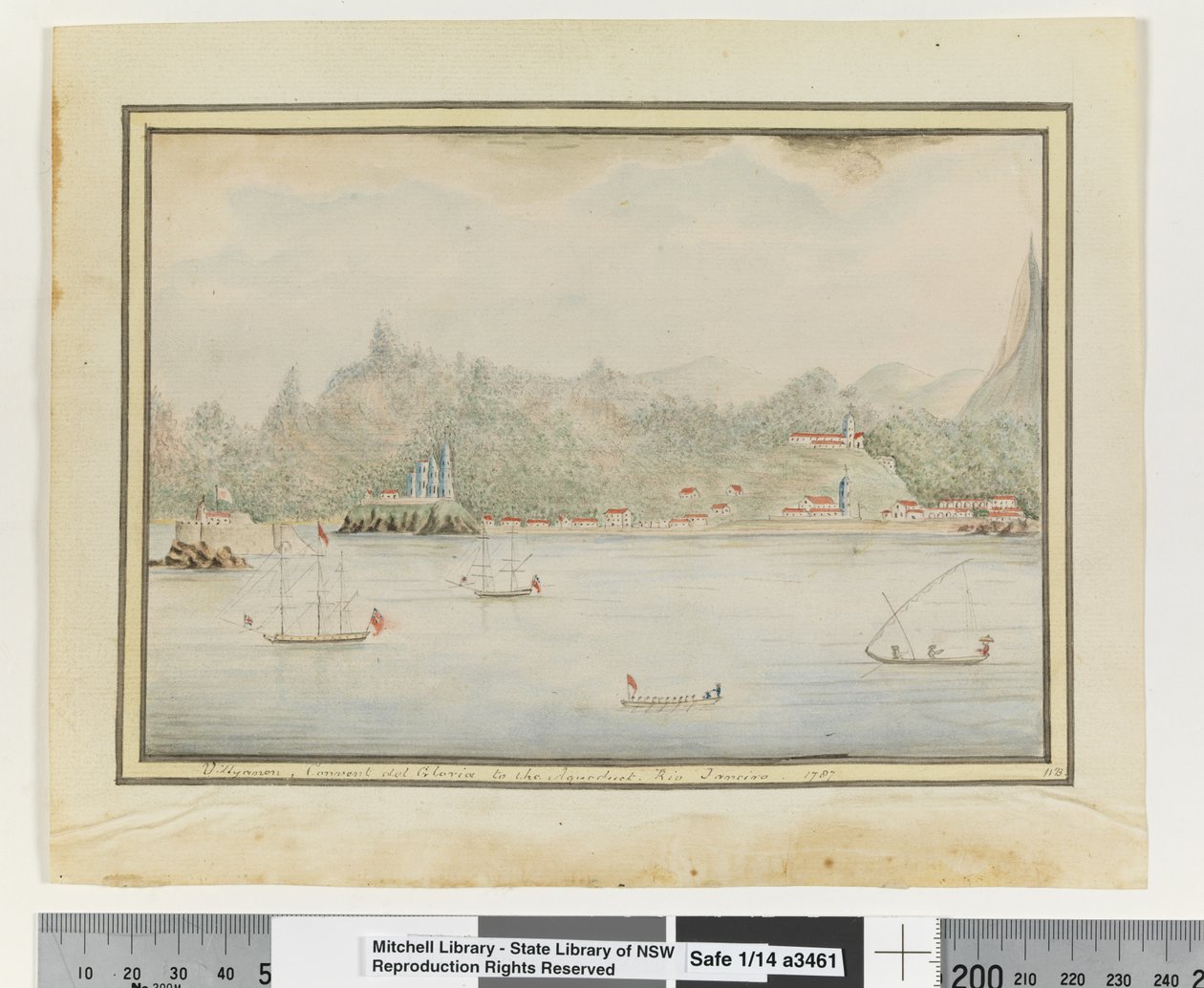 Opp. p. 37. `Villyanon, klášter del Gloria k akvaduktu. Rio Janeiro 1787