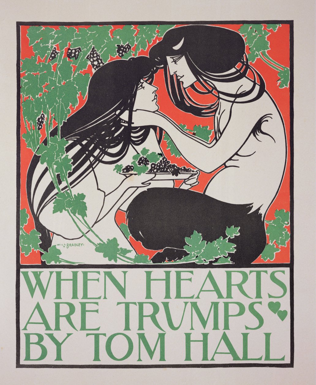 Reprodukce reklamního plakátu "When Hearts are Trumps" od Toma Halla (viz 41529) od William Bradley