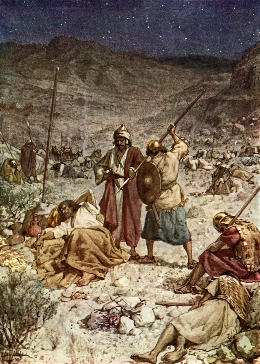 David ušetří život Saula. - Bible od William Brassey Hole
