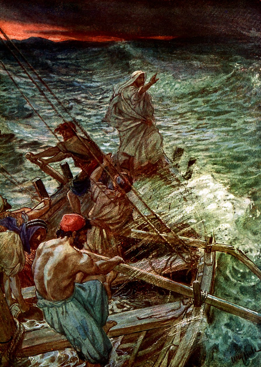 Ježíš uklidňuje bouři - Bible od William Brassey Hole