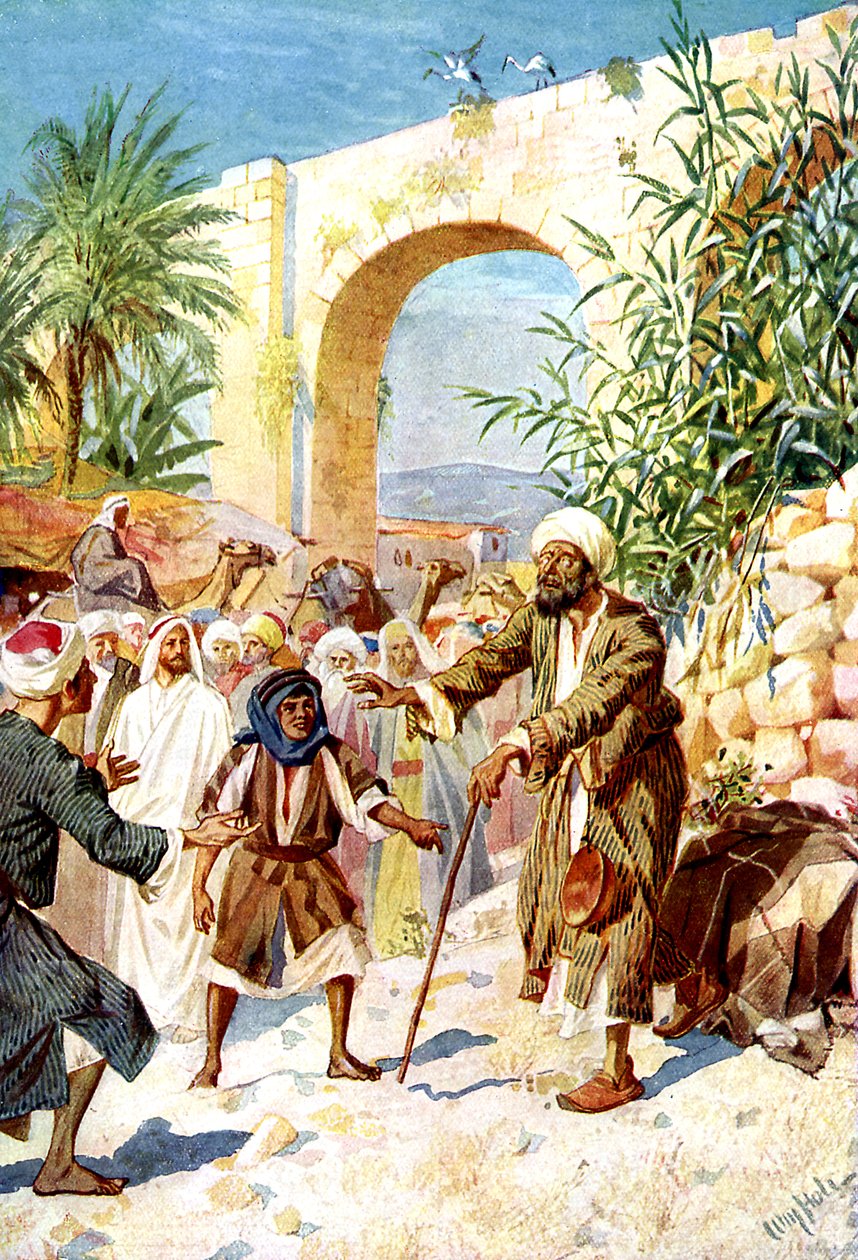 Ježíš uzdravuje slepého žebráka - Bible od William Brassey Hole