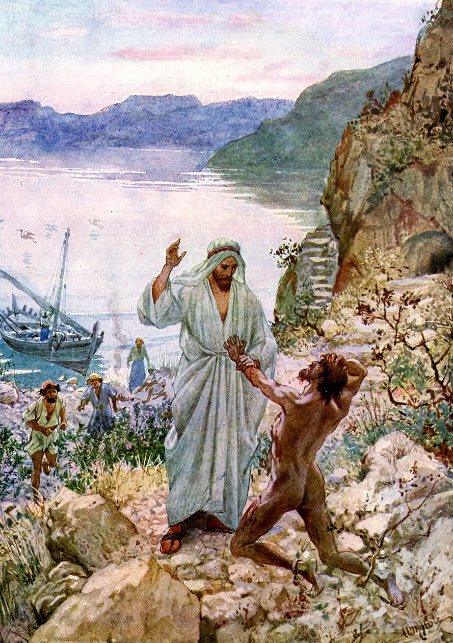 Ježíš uzdravuje muže posedlého démonem - Bible od William Brassey Hole
