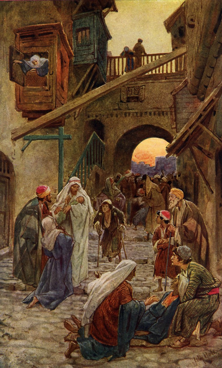 Ježíš koná zázraky v Kafarnaum - Bible od William Brassey Hole