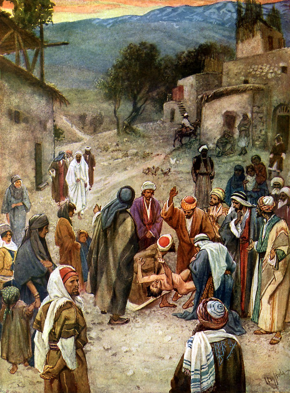 Ježíš odstraňuje zlého ducha - Bible od William Brassey Hole