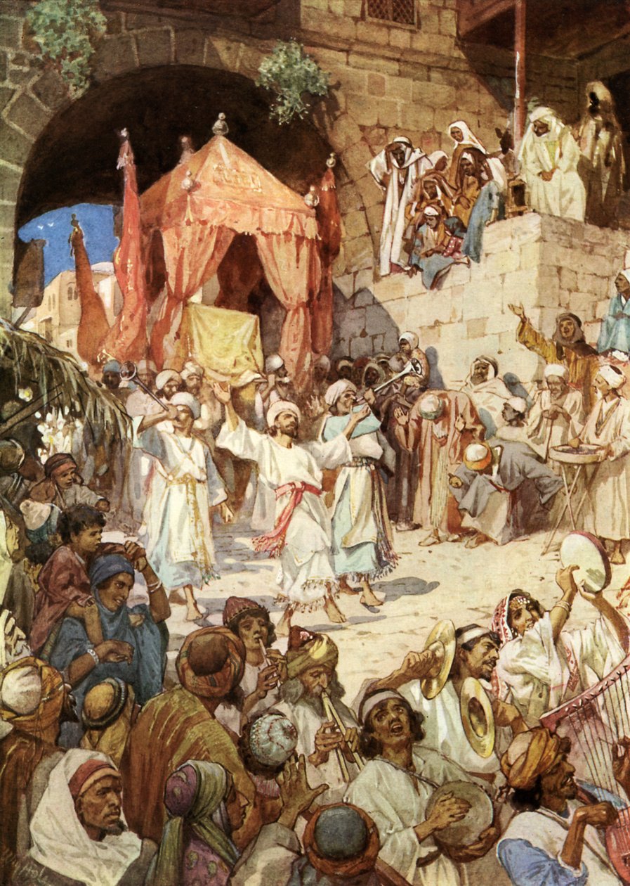 Král David přináší archu do Jeruzaléma - Bible od William Brassey Hole